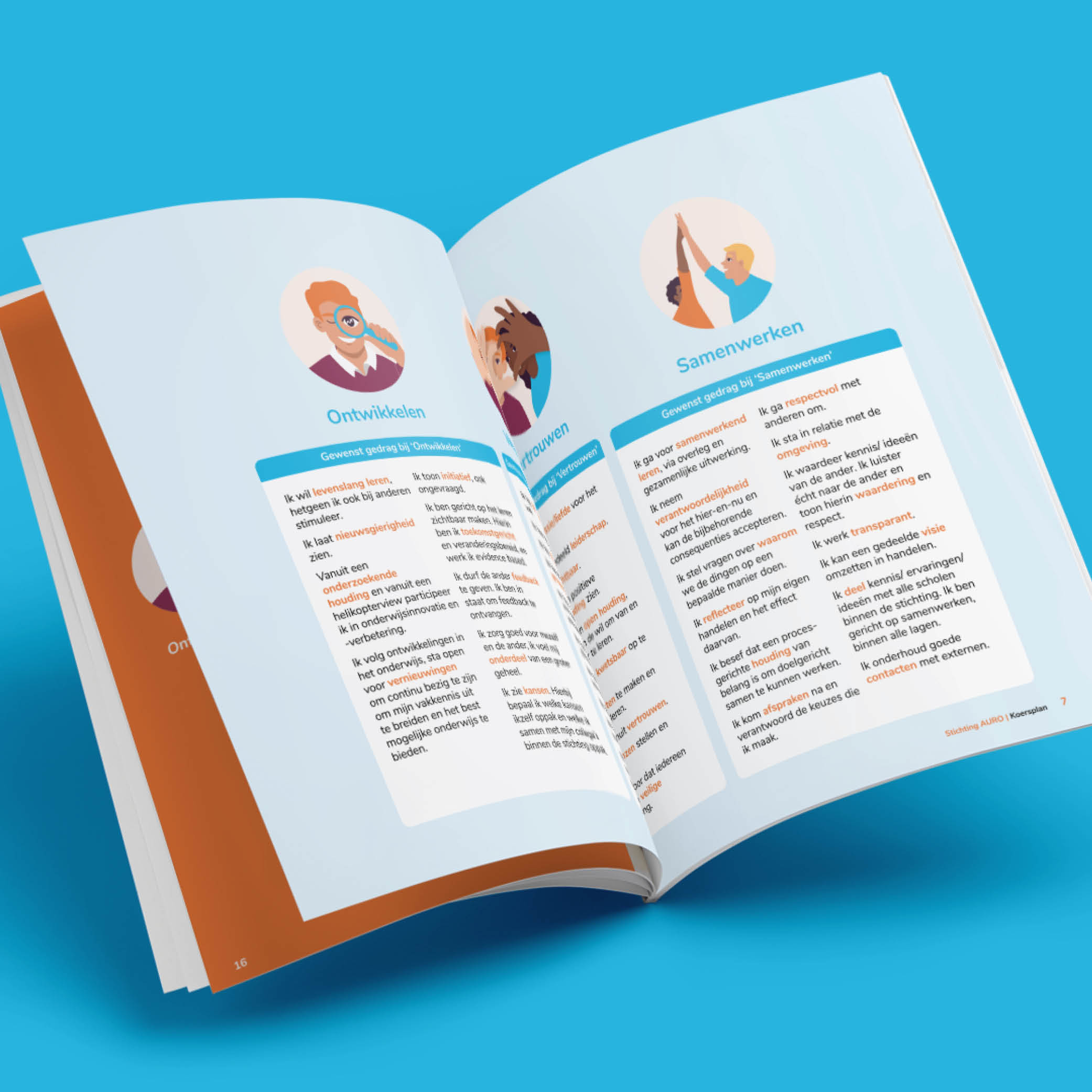 Boekje met een pagina uit het jaarverslag van Stichting AURO