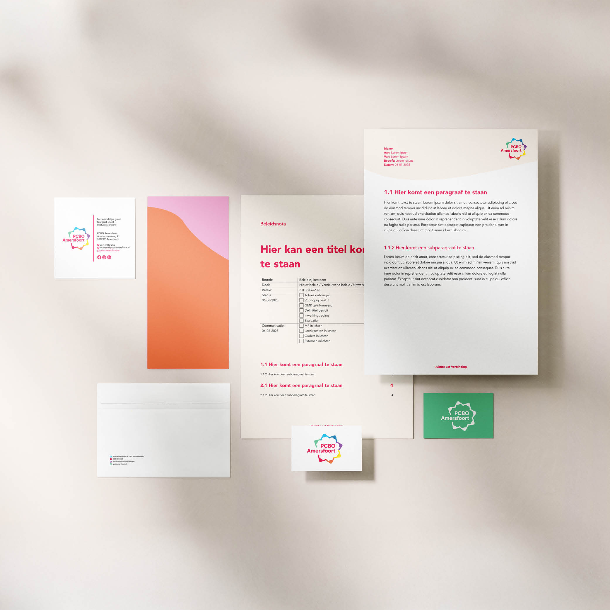 Voorbeelden van huisstijluitingen voor PCBO Amersfoort
